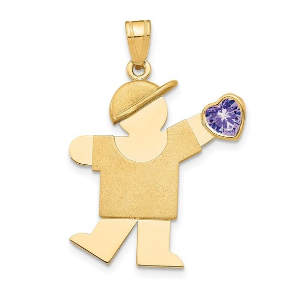 Million Charms 14k Yellow Gold Boy with CZ June Birthday Month CZ Stone Charm